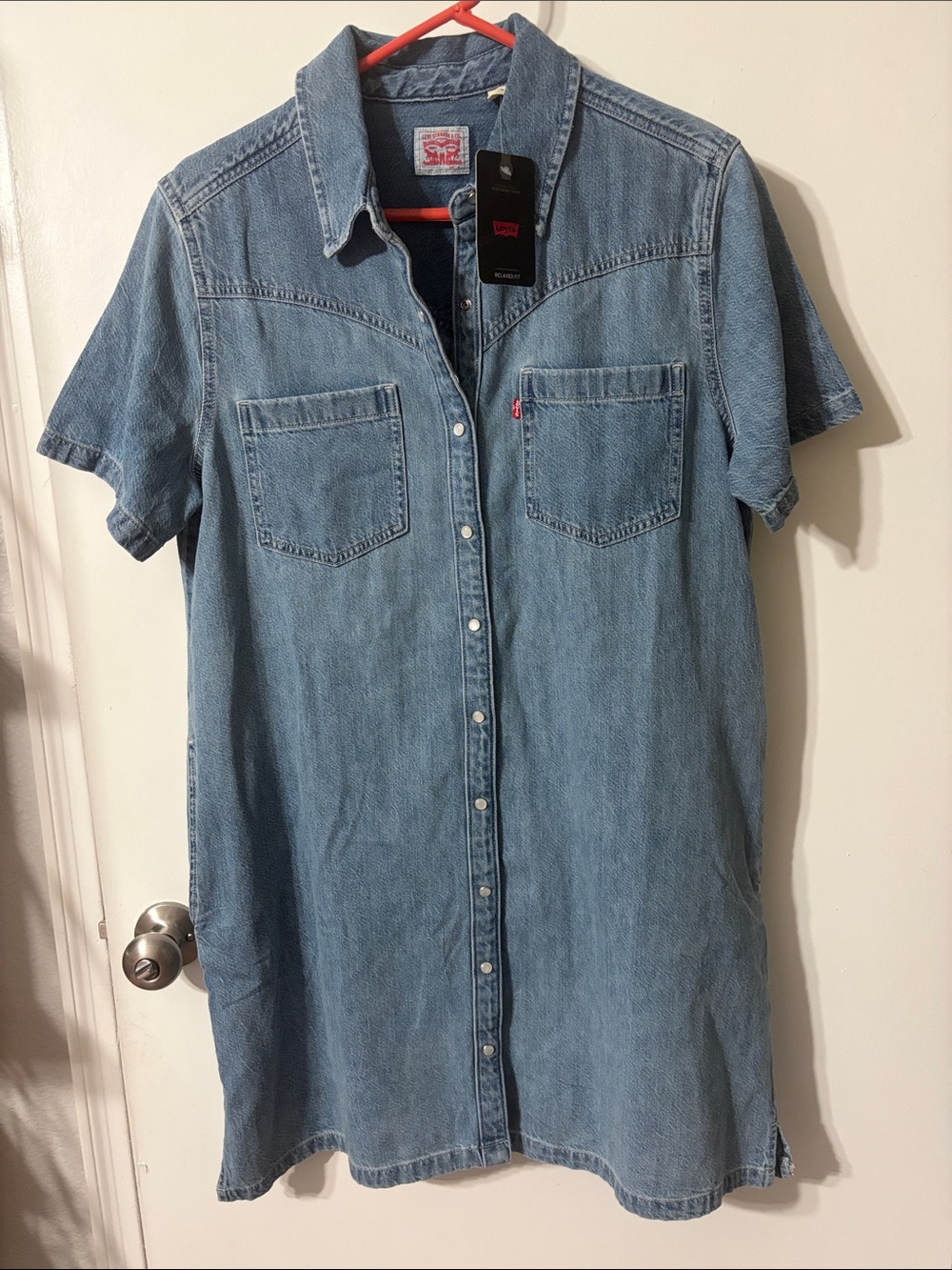 Levi's Light Blue Short-Sleeve Denim Shirt Dress